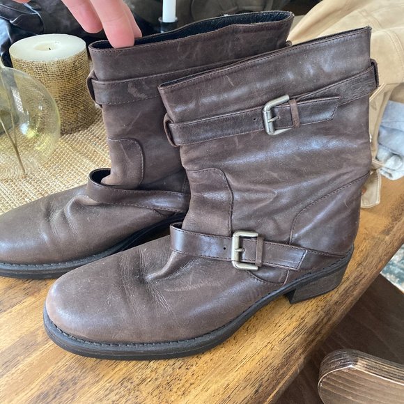 Aquatalia Genuine Leather Moto Boots - Picture 1 of 5